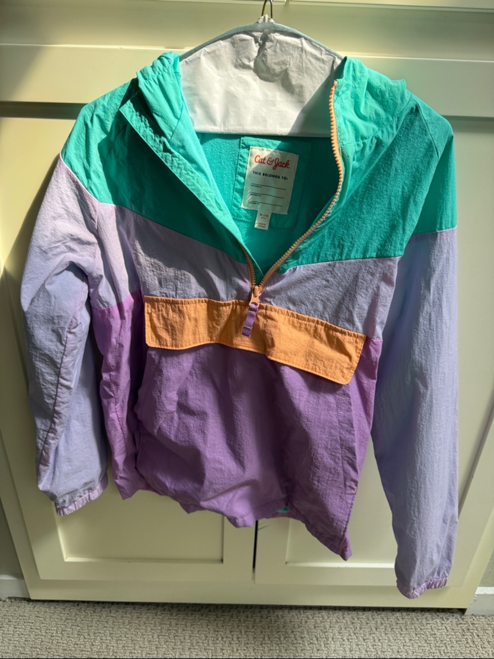 Cat & Jack Teal, Lavender & Peach Colorblock Pullover Jacket
